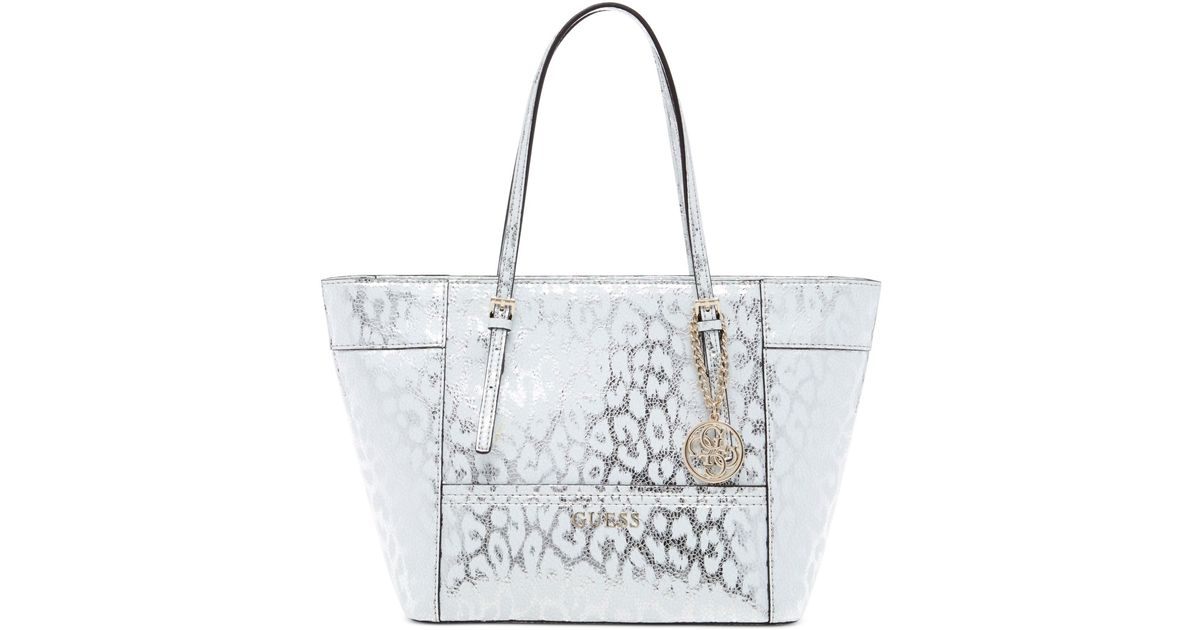 Guess Leather Delaney Small Classic Tote in Blue - Lyst